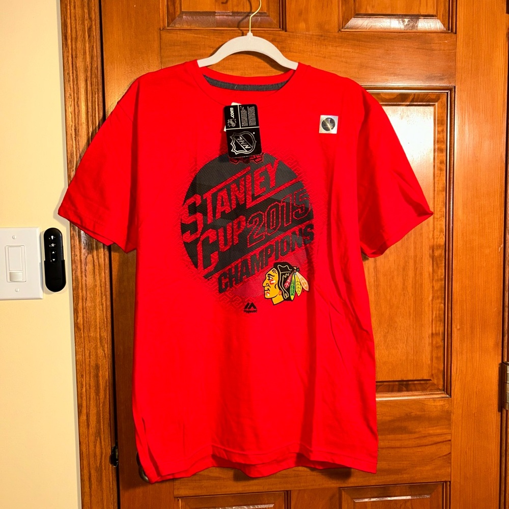Red Stanley Cup 2015 Chicago Blackhawks Champions T-Shirt